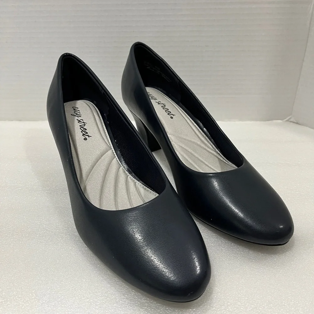 Easy Street Ballari Womens Round Stiletto Heel Pumps Size 9M Color‎ Navy